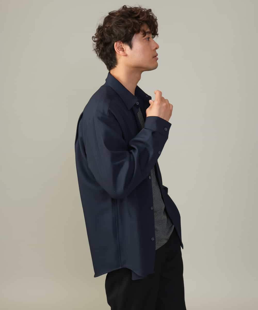 KHKJV38034 a.v.v MEN(アー・ヴェ・ヴェ) 【万能インナー】細ボーダーセミワイドシルエットロングTシャツ ダークグレー