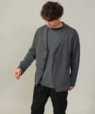 KHKJV38034 a.v.v MEN(アー・ヴェ・ヴェ) 【万能インナー】細ボーダーセミワイドシルエットロングTシャツ ダークグレー