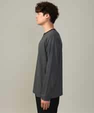 KHKJV38034 a.v.v MEN(アー・ヴェ・ヴェ) 【万能インナー】細ボーダーセミワイドシルエットロングTシャツ ダークグレー