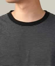KHKJV38034 a.v.v MEN(アー・ヴェ・ヴェ) 【万能インナー】細ボーダーセミワイドシルエットロングTシャツ ダークグレー