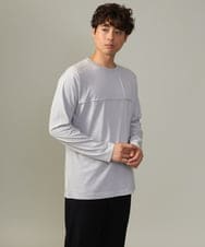 KHKJV53034 a.v.v MEN(アー・ヴェ・ヴェ) 【ジャケイン可】ピンタックセミワイドシルエット クルーネックTシャツ ライトグレー