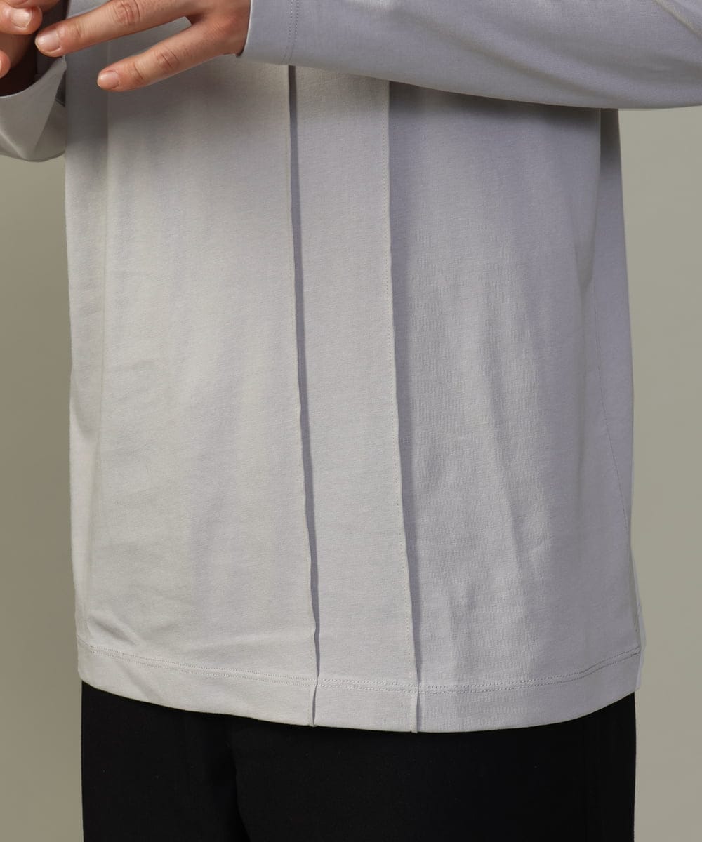 KHKJV53034 a.v.v MEN(アー・ヴェ・ヴェ) 【ジャケイン可】ピンタックセミワイドシルエット クルーネックTシャツ ライトグレー
