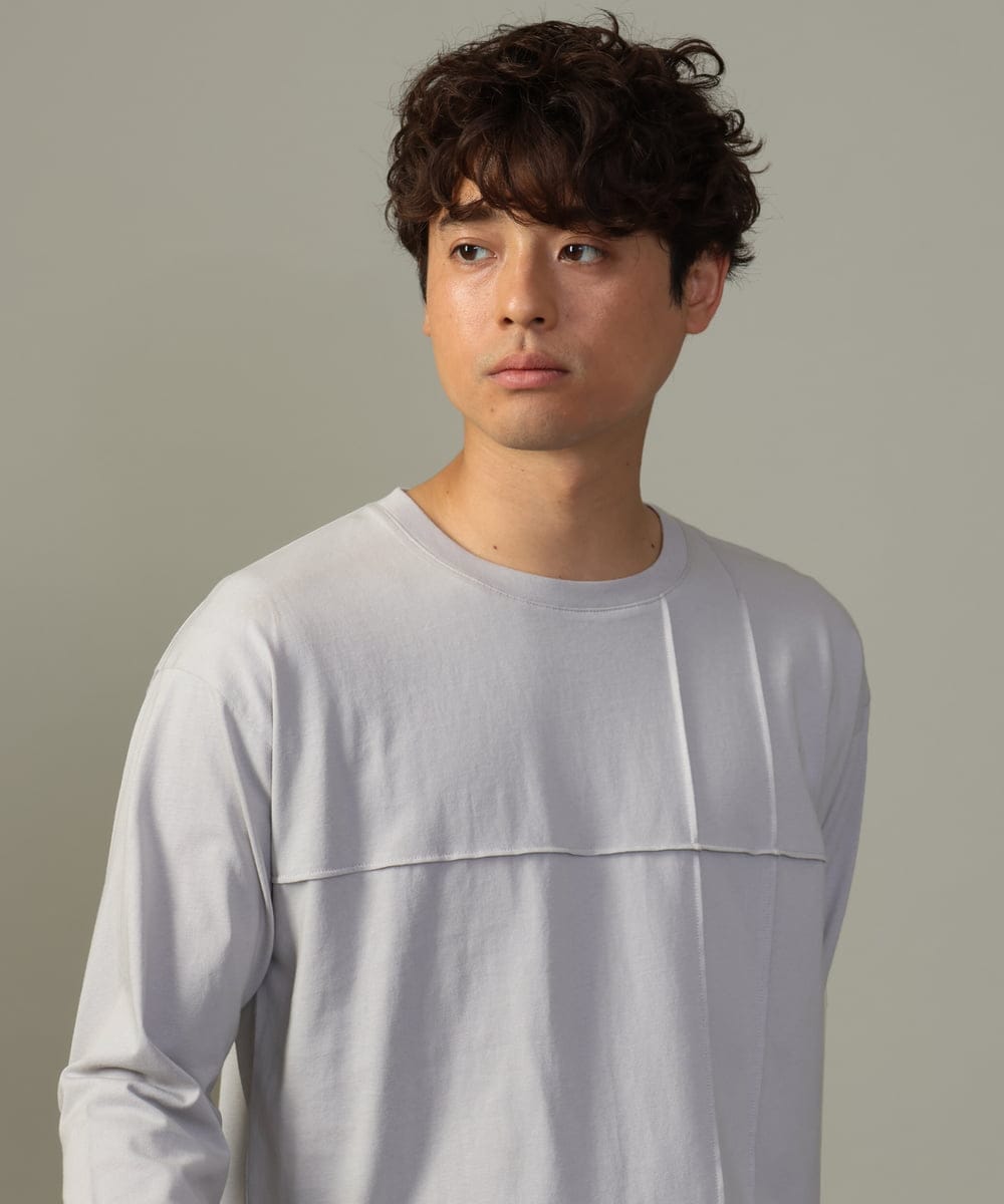 KHKJV53034 a.v.v MEN(アー・ヴェ・ヴェ) 【ジャケイン可】ピンタックセミワイドシルエット クルーネックTシャツ ライトグレー