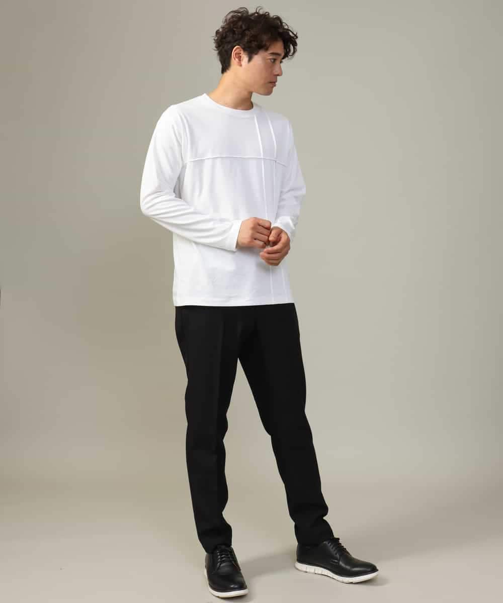 KHKJV53034 a.v.v MEN(アー・ヴェ・ヴェ) 【ジャケイン可】ピンタックセミワイドシルエット クルーネックTシャツ ライトグレー