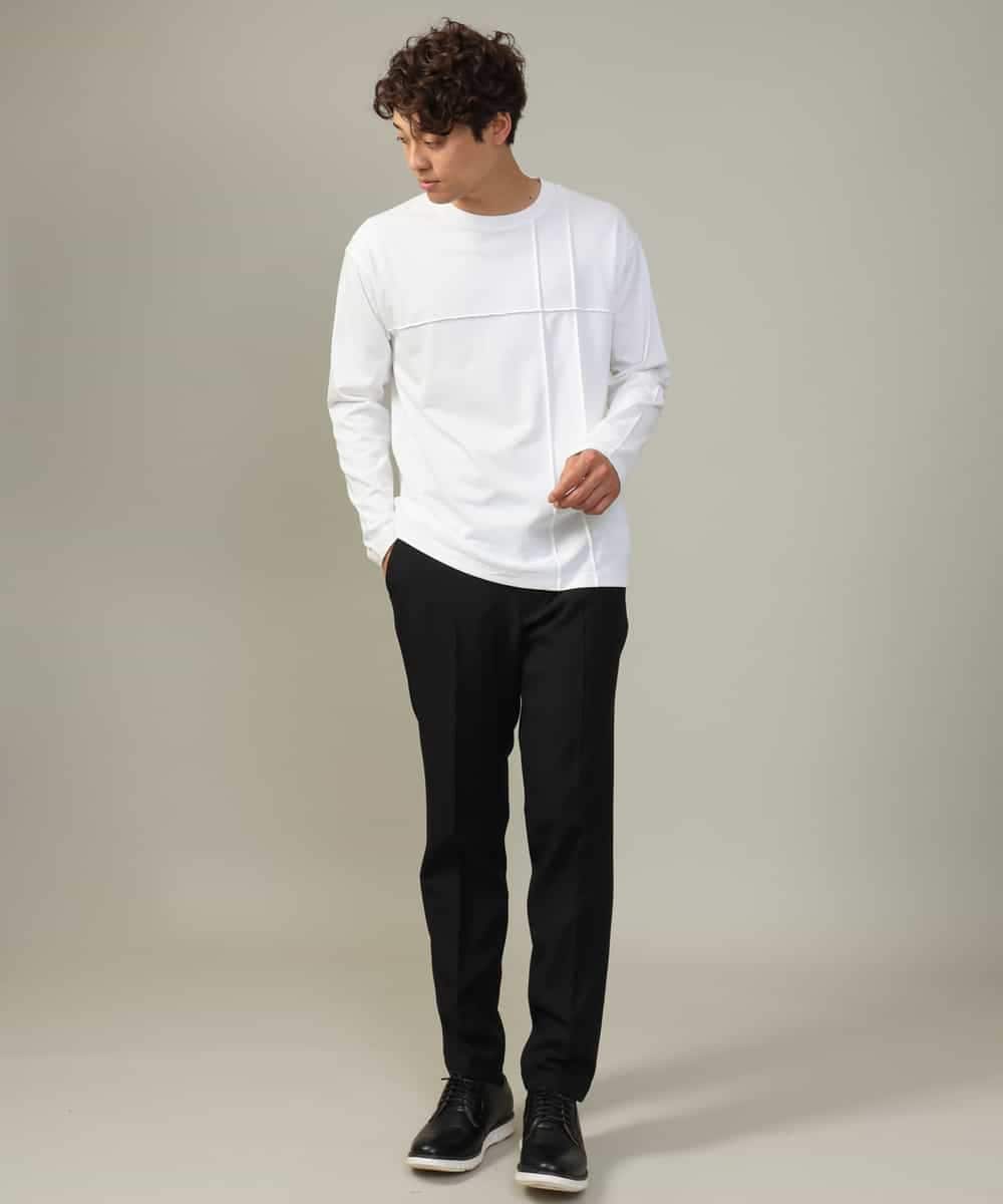 KHKJV53034 a.v.v MEN(アー・ヴェ・ヴェ) 【ジャケイン可】ピンタックセミワイドシルエット クルーネックTシャツ ライトグレー