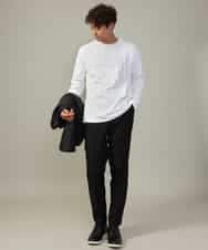 KHKJV53034 a.v.v MEN(アー・ヴェ・ヴェ) 【ジャケイン可】ピンタックセミワイドシルエット クルーネックTシャツ ライトグレー