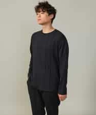 KHKJV53034 a.v.v MEN(アー・ヴェ・ヴェ) 【ジャケイン可】ピンタックセミワイドシルエット クルーネックTシャツ ライトグレー