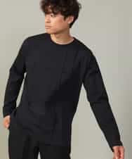 KHKJV53034 a.v.v MEN(アー・ヴェ・ヴェ) 【ジャケイン可】ピンタックセミワイドシルエット クルーネックTシャツ ブラック