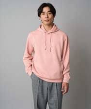 KHKKA01059 a.v.v MEN(アー・ヴェ・ヴェ) 【イージーケア/毛玉になりにくい】幾何ジャカードプルオーバーパーカー【ストレッチ/洗濯機で洗える】 ピンク