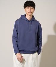 KHKKA01059 a.v.v MEN(アー・ヴェ・ヴェ) 【イージーケア/毛玉になりにくい】幾何ジャカードプルオーバーパーカー【ストレッチ/洗濯機で洗える】 ダークブルー