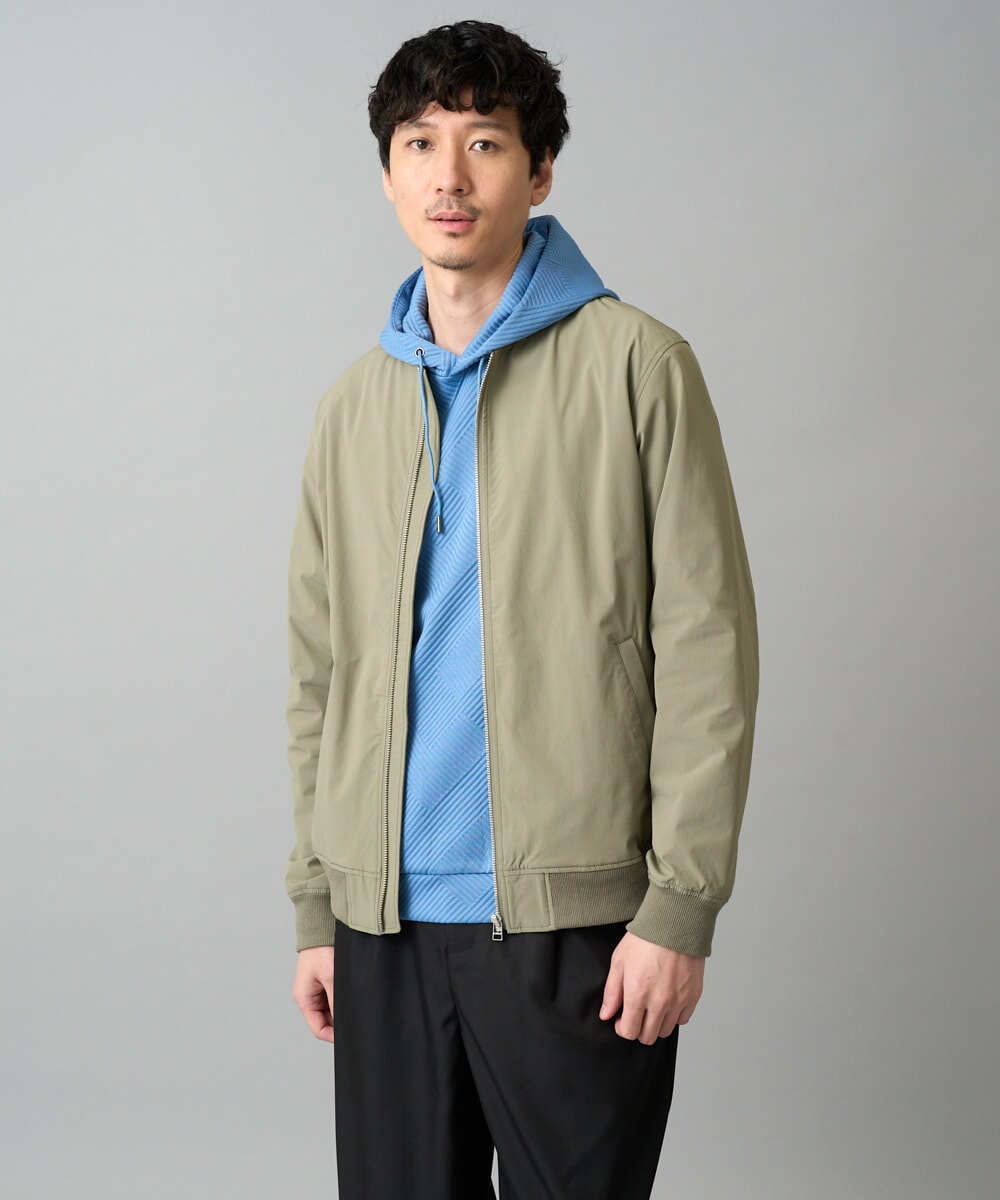 KHKKA01059 a.v.v MEN(アー・ヴェ・ヴェ) 【イージーケア/毛玉になりにくい】幾何ジャカードプルオーバーパーカー【ストレッチ/洗濯機で洗える】 ブラック