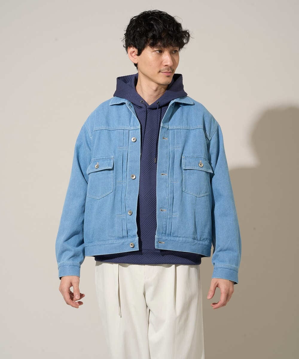 KHKKA01059 a.v.v MEN(アー・ヴェ・ヴェ) 【イージーケア/毛玉になりにくい】幾何ジャカードプルオーバーパーカー【ストレッチ/洗濯機で洗える】 ブラック