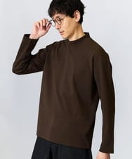 KHKKA03034 a.v.v MEN(アー・ヴェ・ヴェ) ポンチモックネックカットソー【イージーケア/毛玉になりにくい/速乾/洗濯機で洗える】 ブラウン