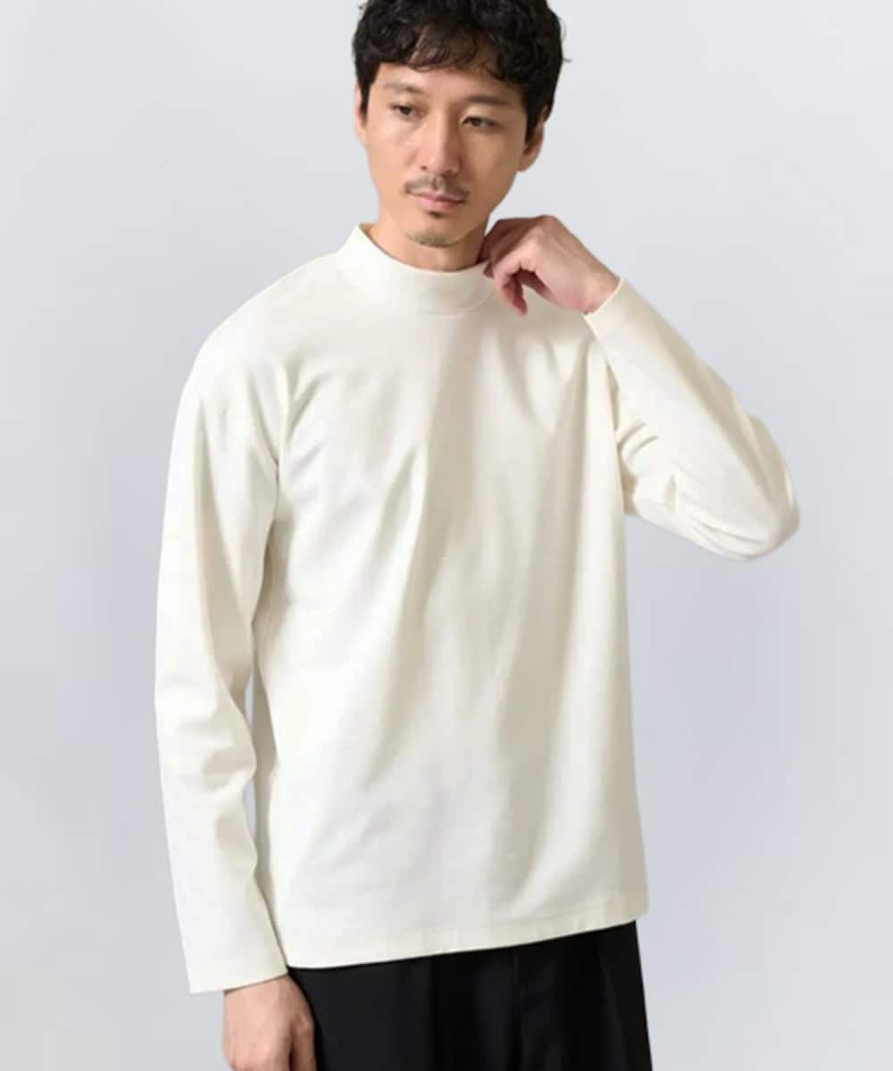 KHKKA03034 a.v.v MEN(アー・ヴェ・ヴェ) ポンチモックネックカットソー【イージーケア/毛玉になりにくい/速乾/洗濯機で洗える】 ホワイト