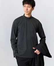 KHKKA03034 a.v.v MEN(アー・ヴェ・ヴェ) ポンチモックネックカットソー【イージーケア/毛玉になりにくい/速乾/洗濯機で洗える】 チャコールグレー