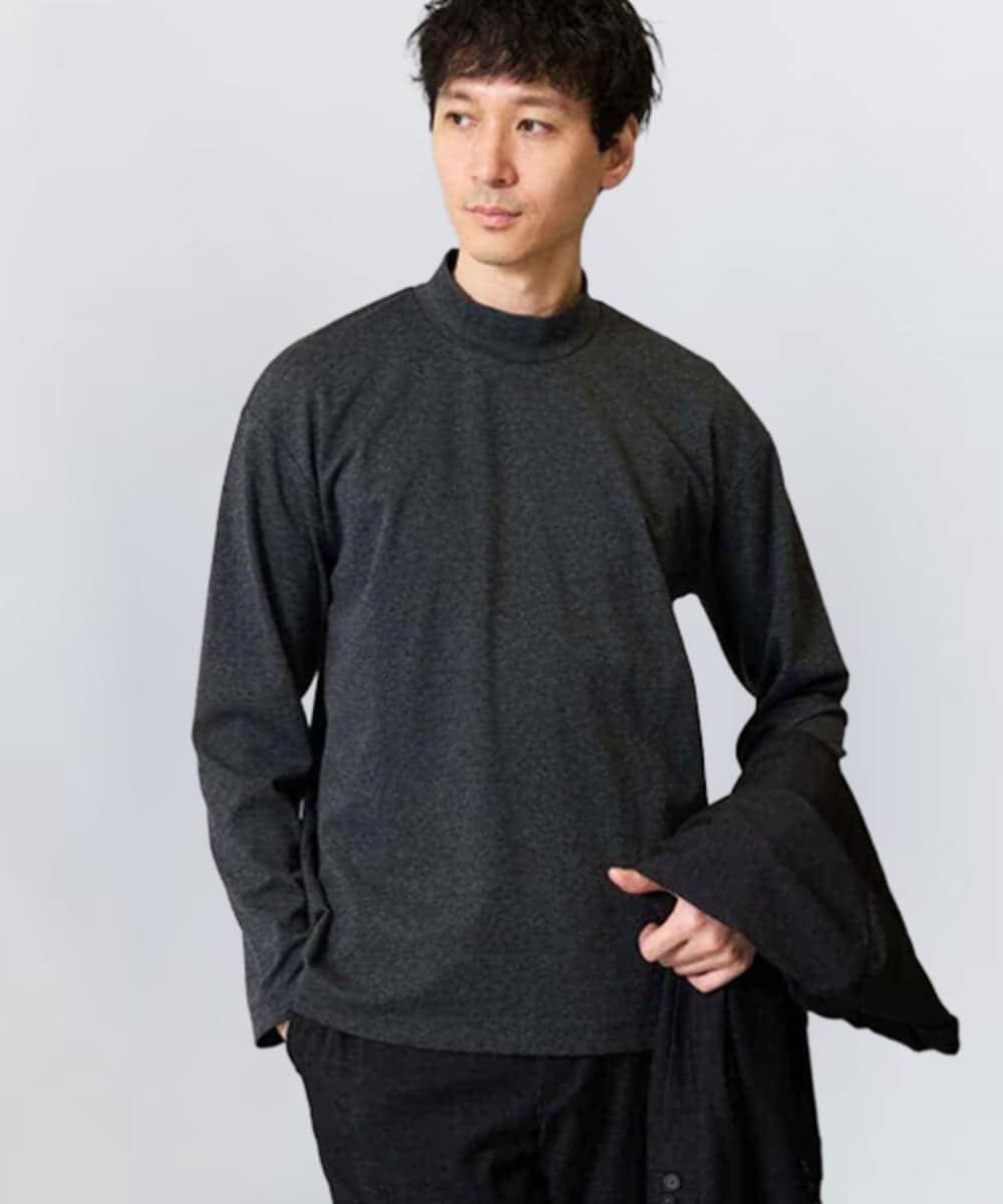 KHKKA03034 a.v.v MEN ポンチモックネックカットソー【イージーケア/毛玉になりにくい/速乾/洗濯機で洗える】