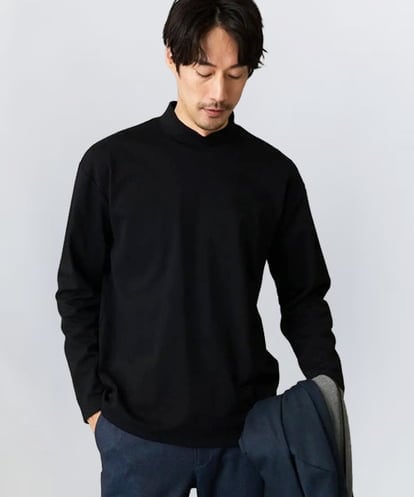 KHKKA03034 a.v.v MEN ポンチモックネックカットソー【イージーケア/毛玉になりにくい/速乾/洗濯機で洗える】