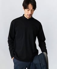 KHKKA03034 a.v.v MEN(アー・ヴェ・ヴェ) ポンチモックネックカットソー【イージーケア/毛玉になりにくい/速乾/洗濯機で洗える】 ブラック