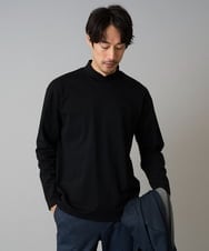 KHKKA03034 a.v.v MEN(アー・ヴェ・ヴェ) 【雑誌MonoMax12月号掲載】ポンチモックネックカットソー【イージーケア/毛玉になりにくい/速乾/洗濯機で洗える】 ブラック