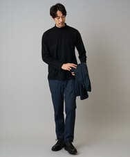 KHKKA03034 a.v.v MEN(アー・ヴェ・ヴェ) 【雑誌MonoMax12月号掲載】ポンチモックネックカットソー【イージーケア/毛玉になりにくい/速乾/洗濯機で洗える】 ブラック