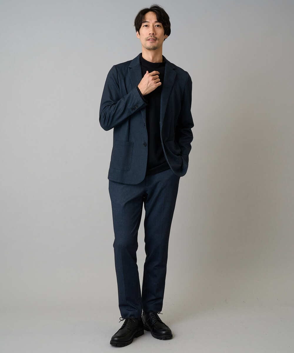 KHKKA03034 a.v.v MEN(アー・ヴェ・ヴェ) 【雑誌MonoMax12月号掲載】ポンチモックネックカットソー【イージーケア/毛玉になりにくい/速乾/洗濯機で洗える】 ブラック