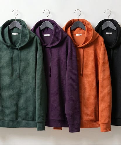 KHKKD01059 a.v.v MEN 【イージーケア/洗濯機で洗える/毛玉になりにくい/ストレッチ】キカジャカードプルオーバーパーカー