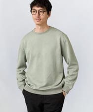 KHKLA20049 a.v.v MEN(アー・ヴェ・ヴェ) 幾何ジャカードセミワイドシルエットプルオーバー【毛玉になりにくい/洗濯機で洗える】 グリーン