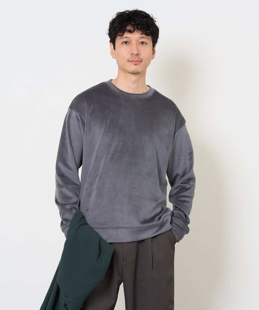 KHKLA41059 a.v.v MEN(アー・ヴェ・ヴェ) 【洗濯機で洗える】カットコーデュロイプルオーバー ダークグレー