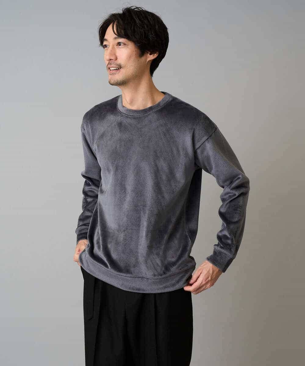 KHKLA41059 a.v.v MEN(アー・ヴェ・ヴェ) 【洗濯機で洗える】カットコーデュロイプルオーバー ダークグレー