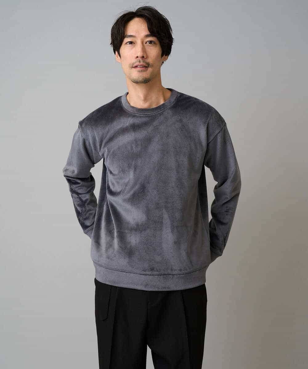 KHKLA41059 a.v.v MEN(アー・ヴェ・ヴェ) 【洗濯機で洗える】カットコーデュロイプルオーバー ダークグレー