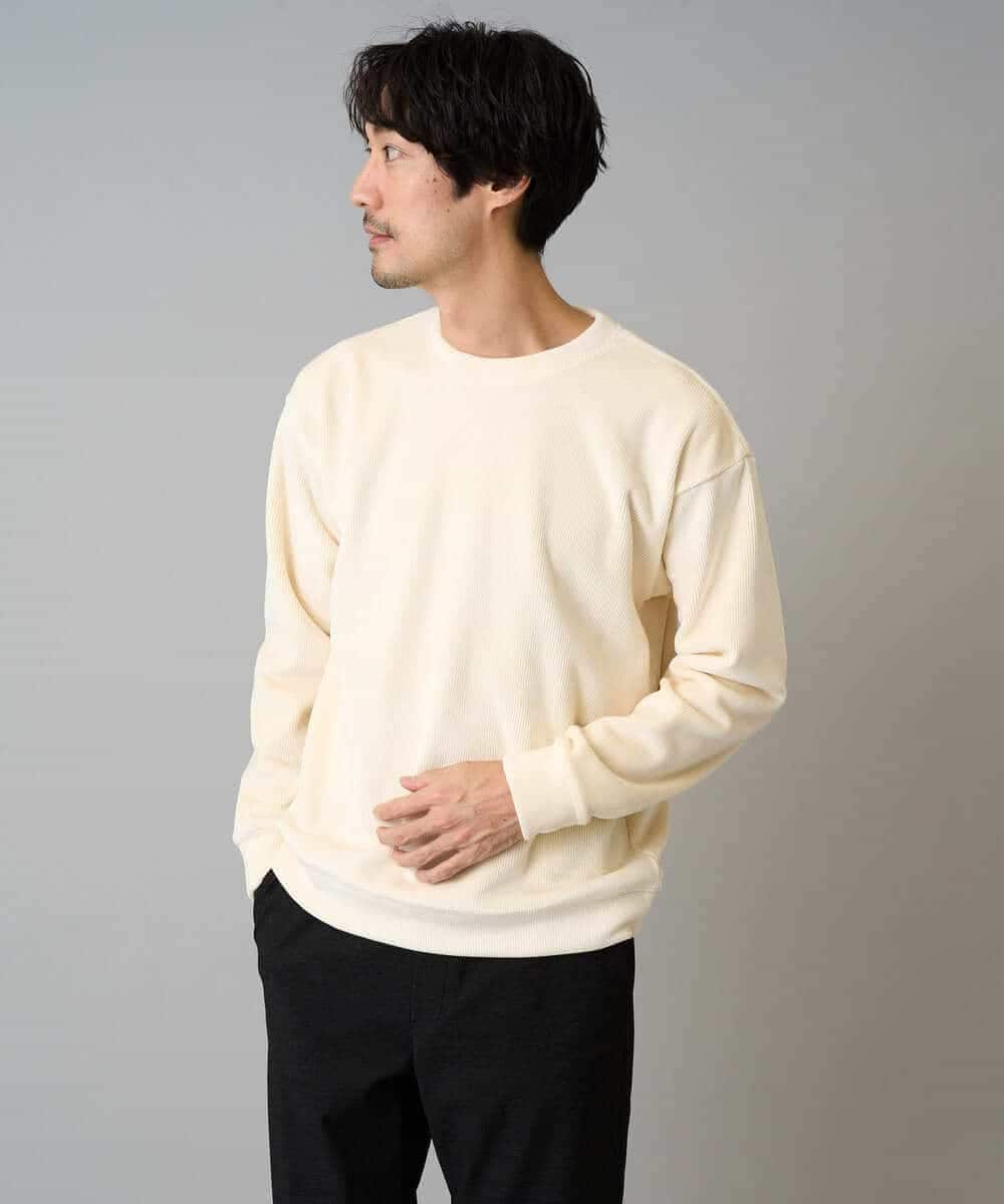 KHKLA41059 a.v.v MEN(アー・ヴェ・ヴェ) 【洗濯機で洗える】カットコーデュロイプルオーバー ダークグレー