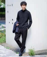 KHKLA43049 a.v.v MEN(アー・ヴェ・ヴェ) 【イージーケア/ストレッチ】アゼダブルフェイスハイネックカットソー【洗濯機で洗える】 ブラック