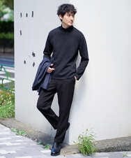 KHKLA43049 a.v.v MEN(アー・ヴェ・ヴェ) 【イージーケア/ストレッチ】アゼダブルフェイスハイネックカットソー【洗濯機で洗える】 ブラック