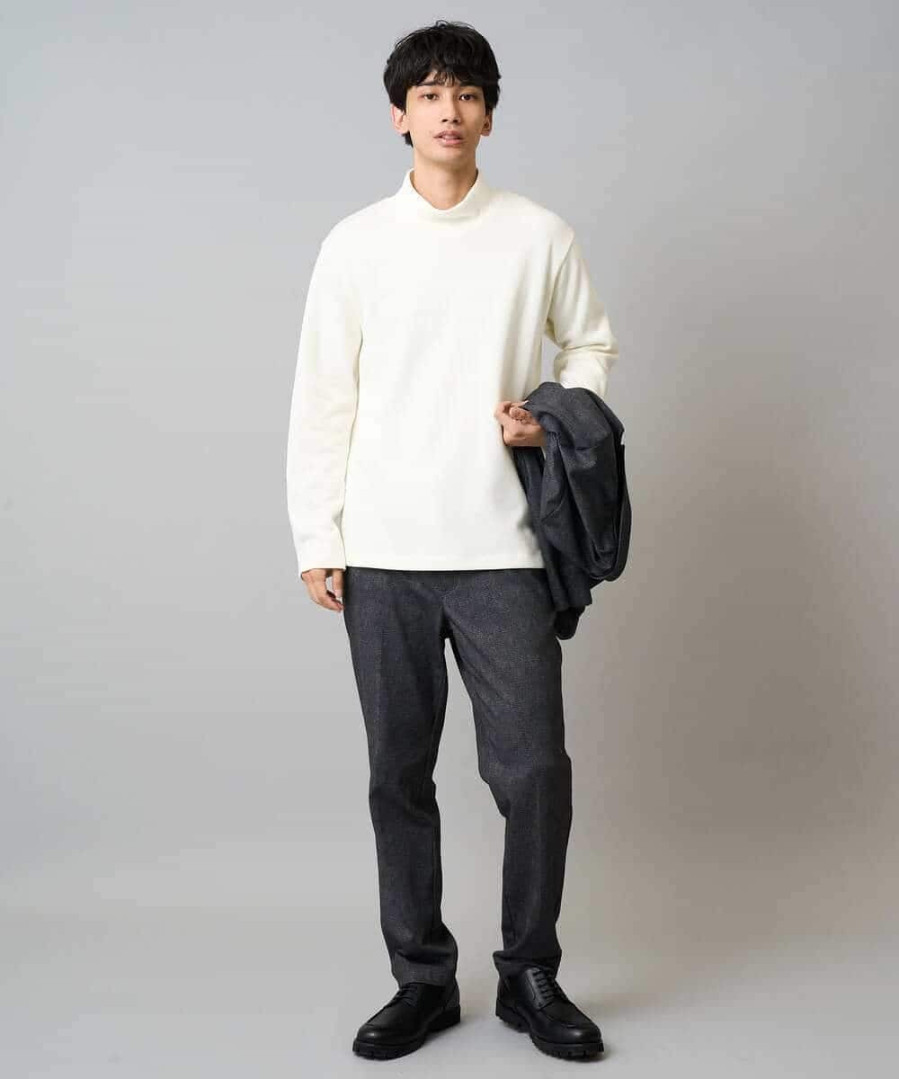 KHKLA43049 a.v.v MEN(アー・ヴェ・ヴェ) 【イージーケア/ストレッチ】アゼダブルフェイスハイネックカットソー【洗濯機で洗える】 ブラック