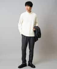 KHKLA43049 a.v.v MEN(アー・ヴェ・ヴェ) 【イージーケア/ストレッチ】アゼダブルフェイスハイネックカットソー【洗濯機で洗える】 ブラック