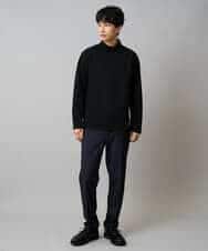 KHKLA43049 a.v.v MEN(アー・ヴェ・ヴェ) 【イージーケア/ストレッチ】アゼダブルフェイスハイネックカットソー【洗濯機で洗える】 ブラック