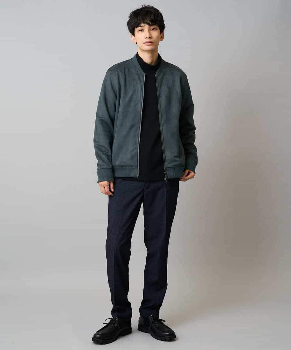 KHKLA43049 a.v.v MEN(アー・ヴェ・ヴェ) 【イージーケア/ストレッチ】アゼダブルフェイスハイネックカットソー【洗濯機で洗える】 ブラック