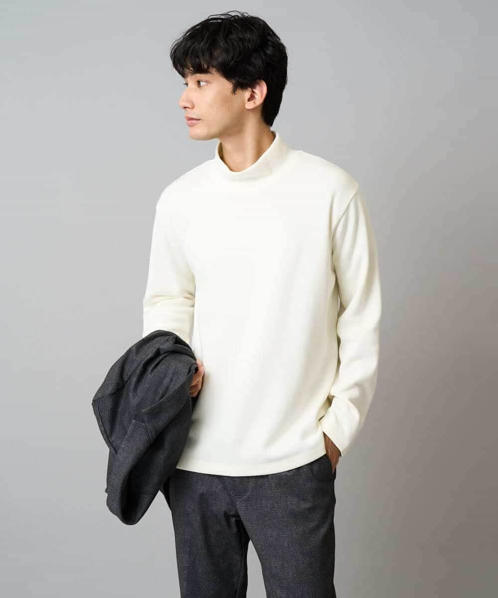 KHKLA43049 a.v.v MEN(アー・ヴェ・ヴェ) 【イージーケア/ストレッチ】アゼダブルフェイスハイネックカットソー【洗濯機で洗える】 ブラック