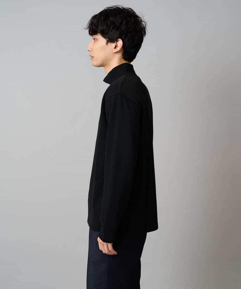 KHKLA43049 a.v.v MEN(アー・ヴェ・ヴェ) 【イージーケア/ストレッチ】アゼダブルフェイスハイネックカットソー【洗濯機で洗える】 ブラック