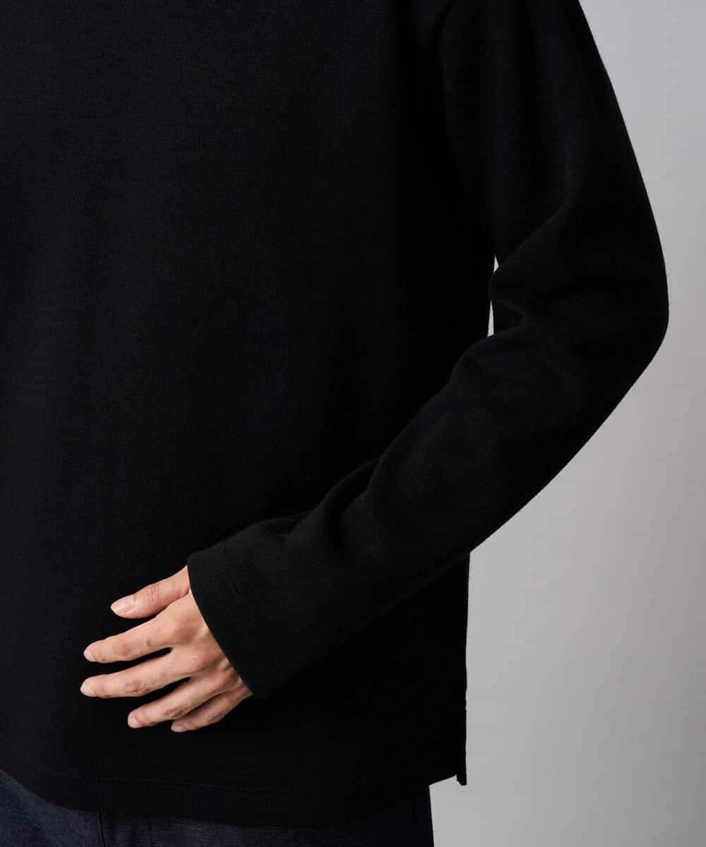 KHKLA43049 a.v.v MEN(アー・ヴェ・ヴェ) 【イージーケア/ストレッチ】アゼダブルフェイスハイネックカットソー【洗濯機で洗える】 ブラック