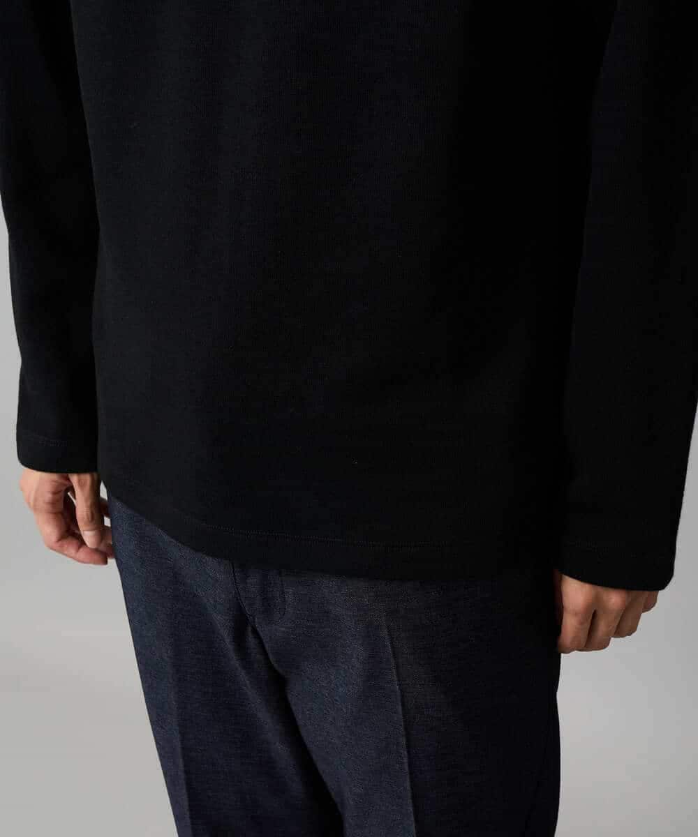 KHKLA43049 a.v.v MEN(アー・ヴェ・ヴェ) 【イージーケア/ストレッチ】アゼダブルフェイスハイネックカットソー【洗濯機で洗える】 ブラック