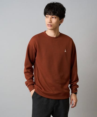 KHKLA44044 a.v.v MEN 【イージーケア/毛玉になりにくい】アゼダブルフェイスワンポイント刺繍プルオーバー