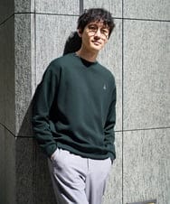 KHKLA44044 a.v.v MEN(アー・ヴェ・ヴェ) 【イージーケア/毛玉になりにくい】アゼダブルフェイスワンポイント刺繍プルオーバー ダークグリーン