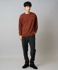 KHKLA44044 a.v.v MEN(アー・ヴェ・ヴェ) 【イージーケア/毛玉になりにくい】アゼダブルフェイスワンポイント刺繍プルオーバー ブラック