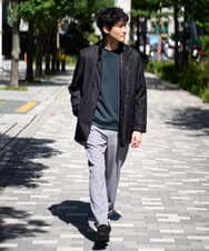 KHKLA44044 a.v.v MEN(アー・ヴェ・ヴェ) 【イージーケア/毛玉になりにくい】アゼダブルフェイスワンポイント刺繍プルオーバー ブラック
