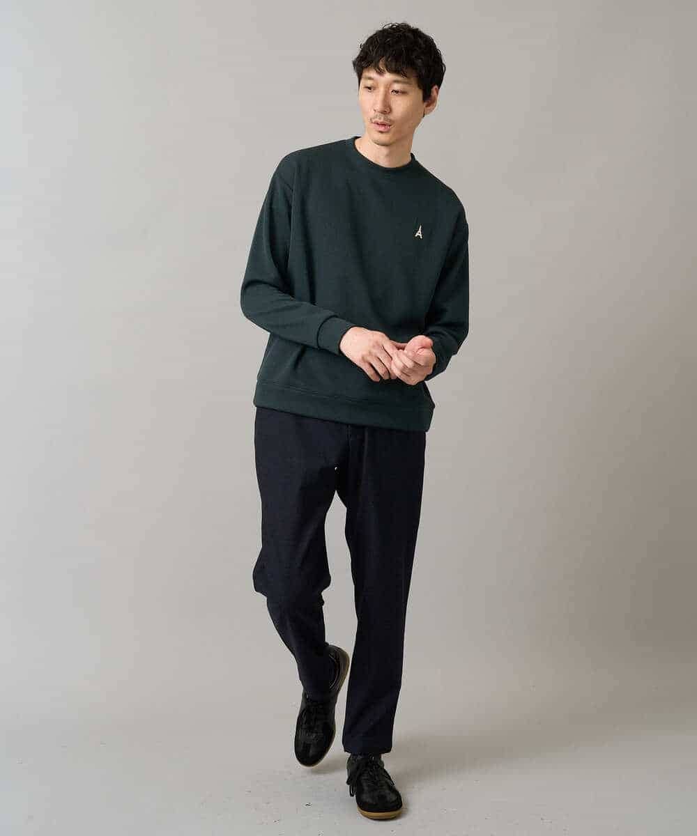 KHKLA44044 a.v.v MEN(アー・ヴェ・ヴェ) 【イージーケア/毛玉になりにくい】アゼダブルフェイスワンポイント刺繍プルオーバー ブラック
