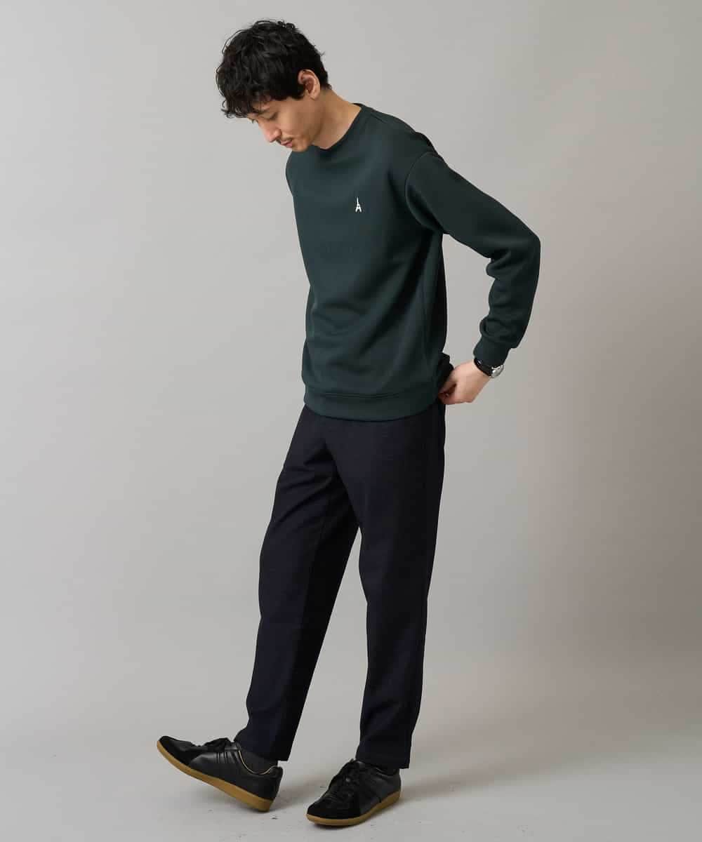 KHKLA44044 a.v.v MEN(アー・ヴェ・ヴェ) 【イージーケア/毛玉になりにくい】アゼダブルフェイスワンポイント刺繍プルオーバー ブラック