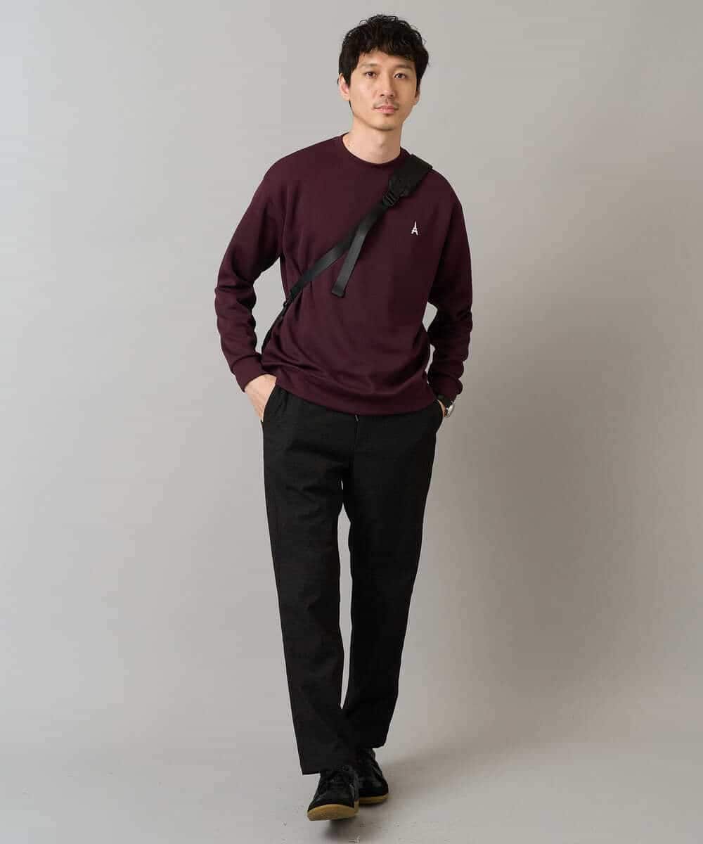 KHKLA44044 a.v.v MEN(アー・ヴェ・ヴェ) 【イージーケア/毛玉になりにくい】アゼダブルフェイスワンポイント刺繍プルオーバー ブラック