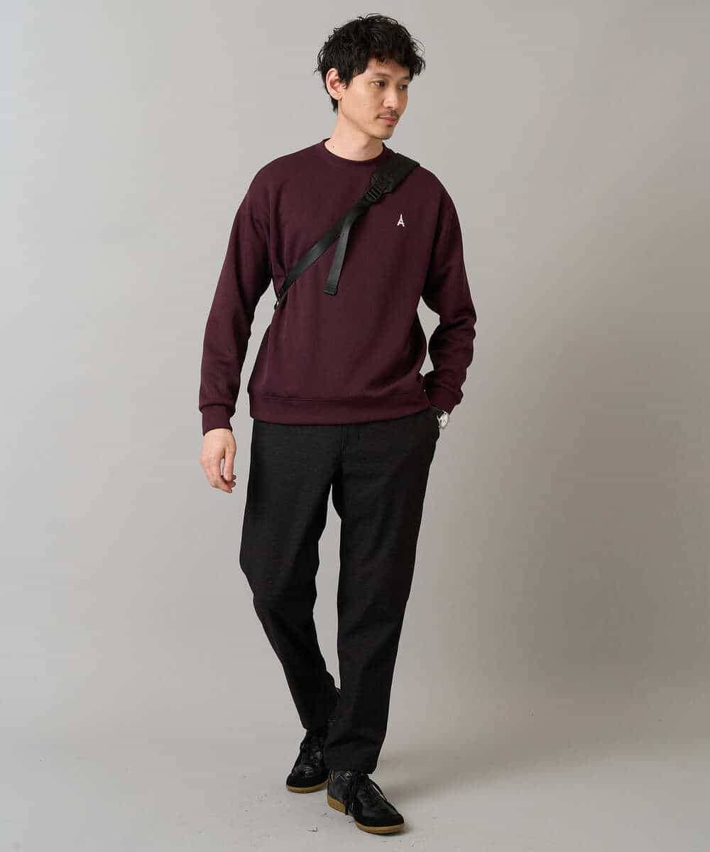 KHKLA44044 a.v.v MEN(アー・ヴェ・ヴェ) 【イージーケア/毛玉になりにくい】アゼダブルフェイスワンポイント刺繍プルオーバー ブラック