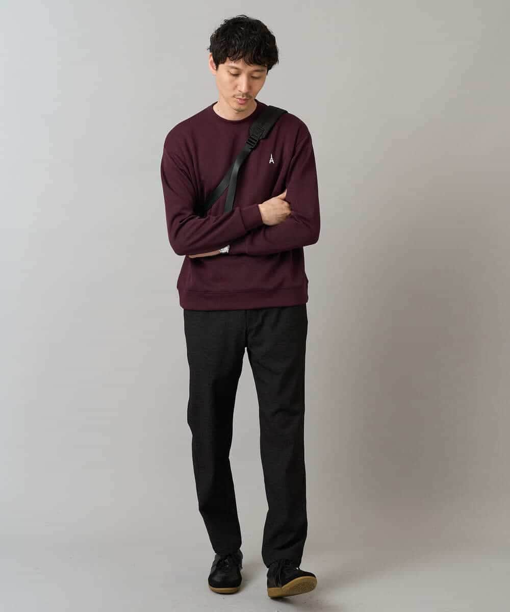KHKLA44044 a.v.v MEN(アー・ヴェ・ヴェ) 【イージーケア/毛玉になりにくい】アゼダブルフェイスワンポイント刺繍プルオーバー ブラック